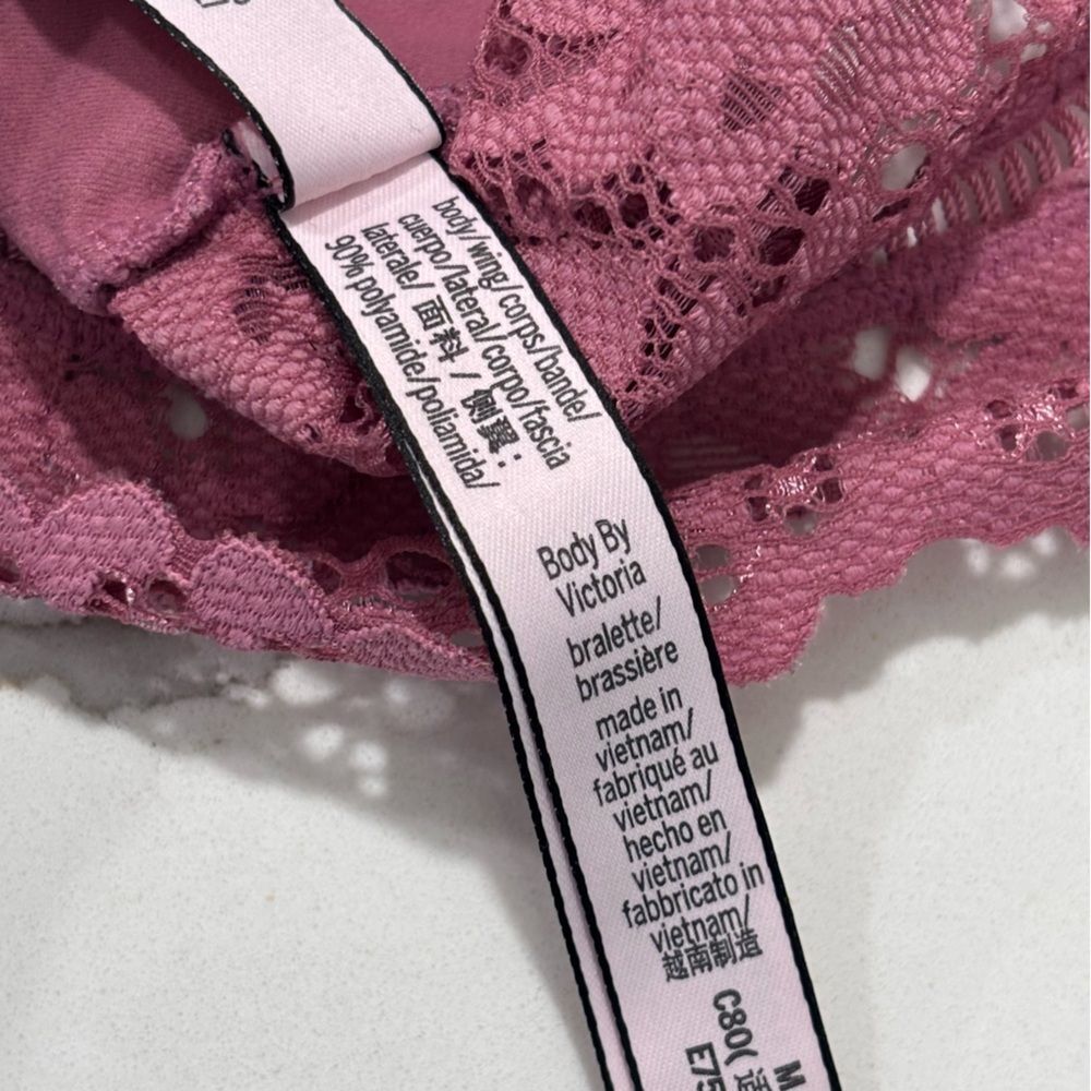 Victoria’s Secret Body by Victoria Women’s Pink Lace Bralette Bra Medium Lounge - Picture 11 of 16